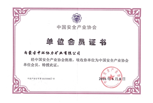 中國安全產(chǎn)業(yè)協(xié)會會員證書
